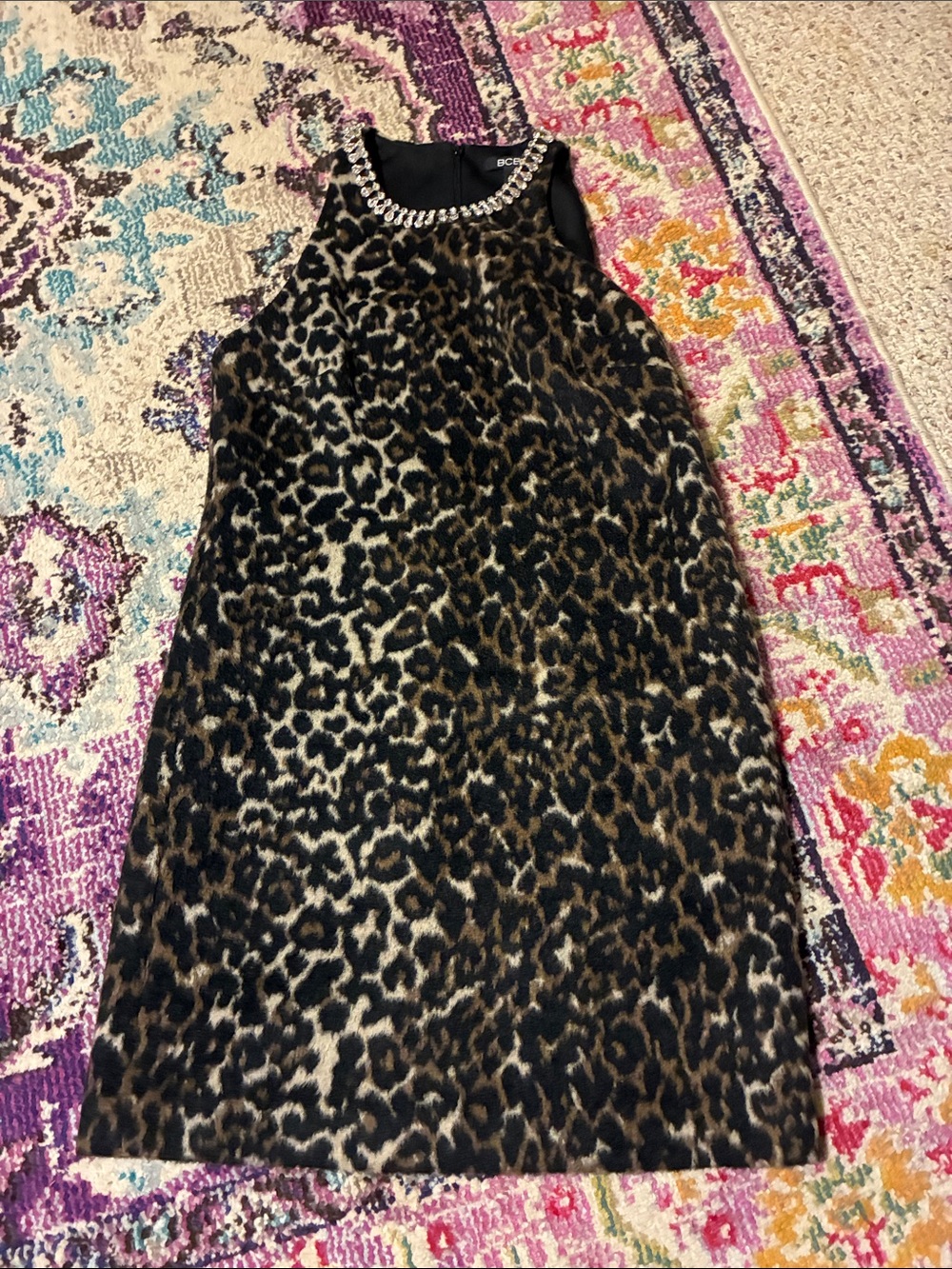 BCBG jeweled animal print dress in size4